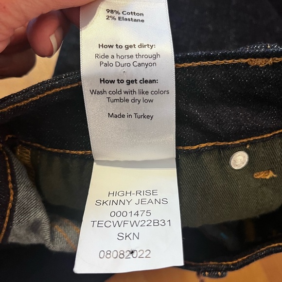 Tecovas High rise blue skinny jeans women’s NWT W28 Inseam 29 - Picture 12 of 13
